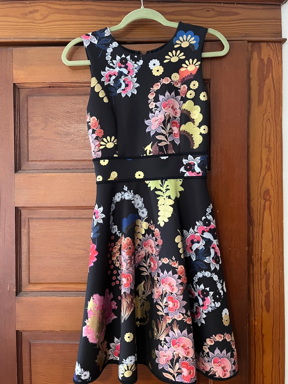 Cynthia Rowley Black Floral Neoprene Party Dress